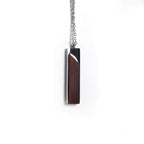 Vertical bar pendant in red rosewood on a stainless steel chain