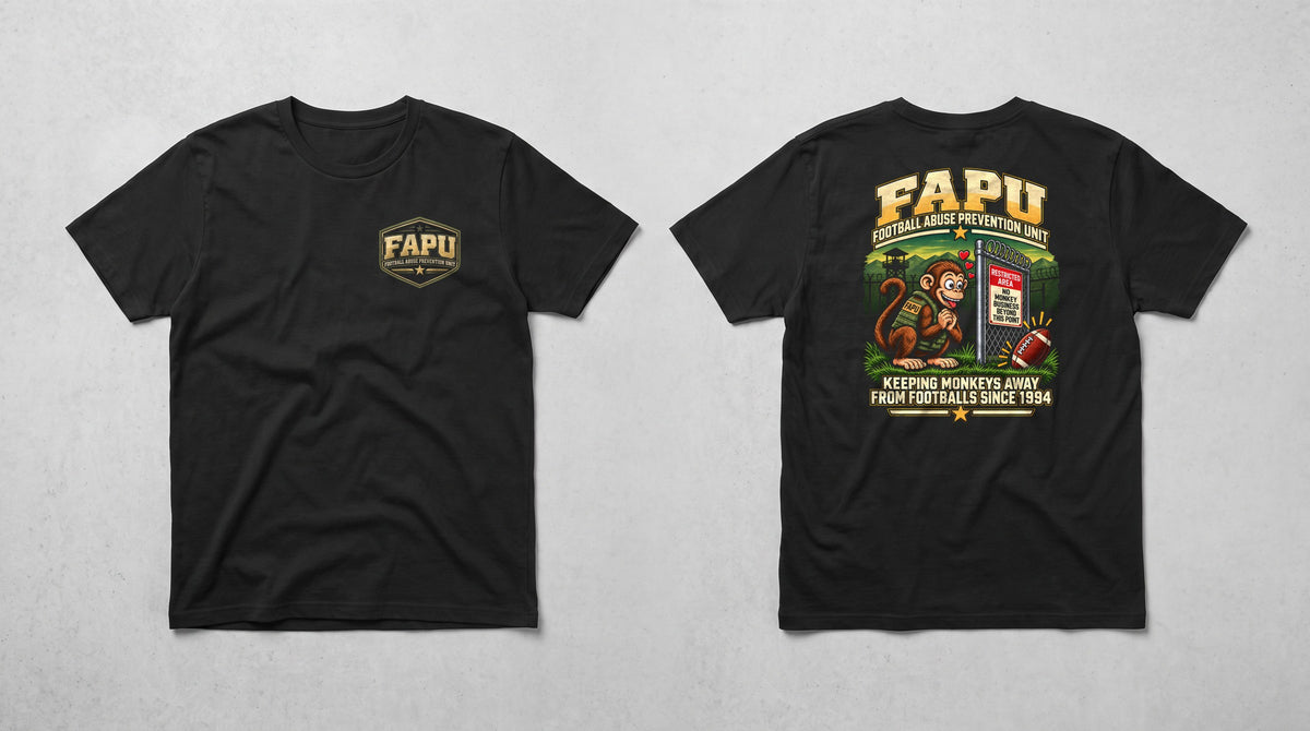 FAPU Keeping Monkeys Away Tee in black, front and back