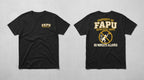 FAPU Athletic Dept. Tee in black, front and back