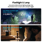 Prowess flashlight and lamp: 5,000-lumen cool white forward light and 800-lumen warm 360 degree reverse light