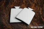 Golf Ball texture Premium Leatherette slim can coolers with a dimpled white surface, sized for slim cans.