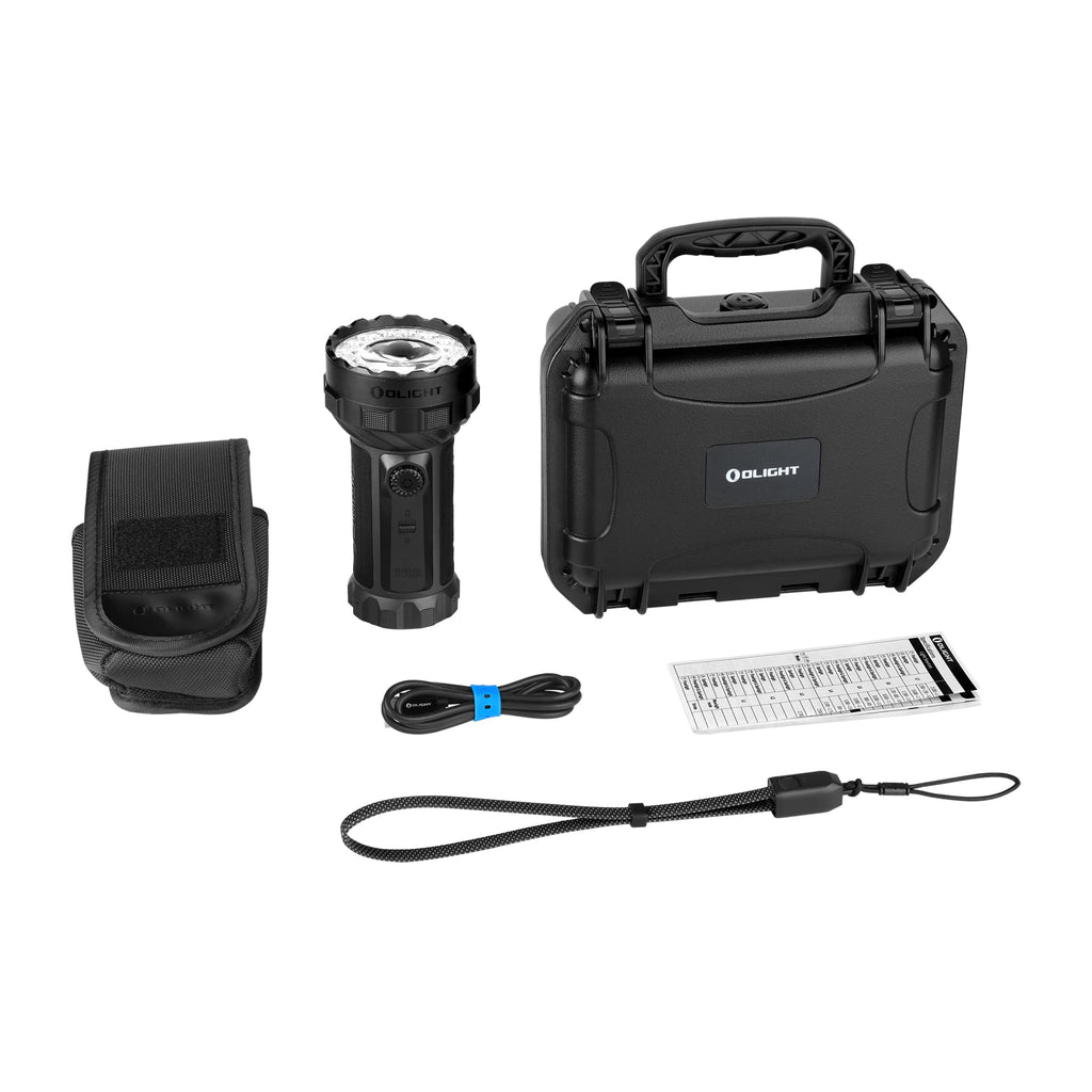 Marauder 3 kit: flashlight, hard case, holster, cable, lanyard and manual