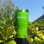 Zombie Green tumbler on a post in the garden