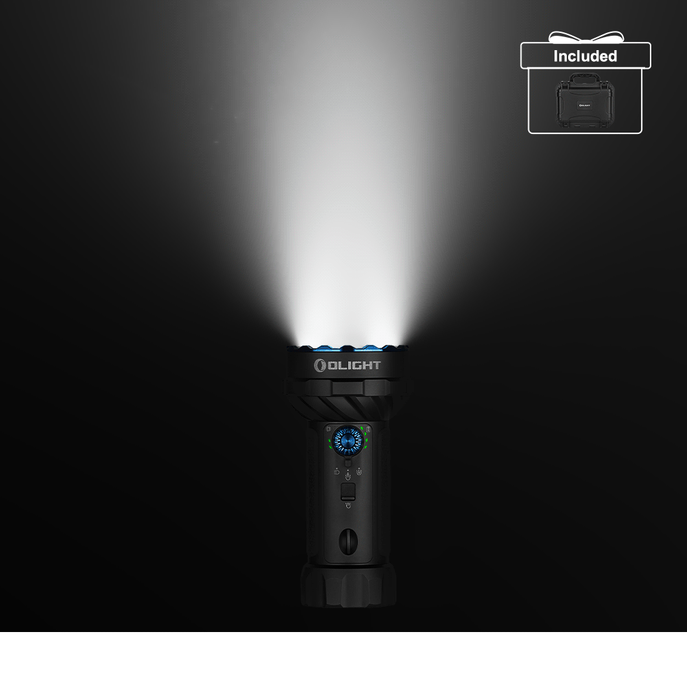Olight Marauder Mini 2 in Black with its beam on