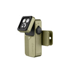 Olight Oclip 2 Ultra clip flashlight in Olive Green, angled view with tilting head and clip