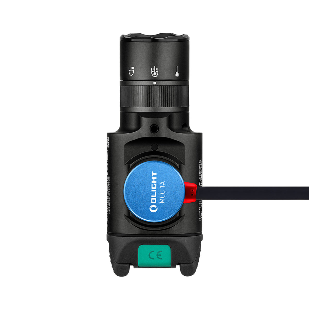 Olight Baldr Pro R on its magnetic charging cable