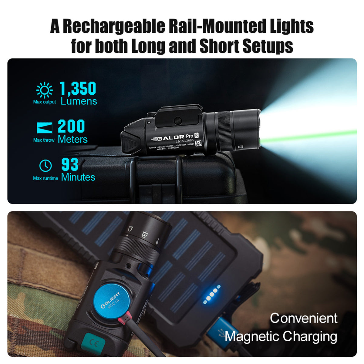 Olight Baldr Pro R 1,350 lumens, 200 meters, magnetic charging