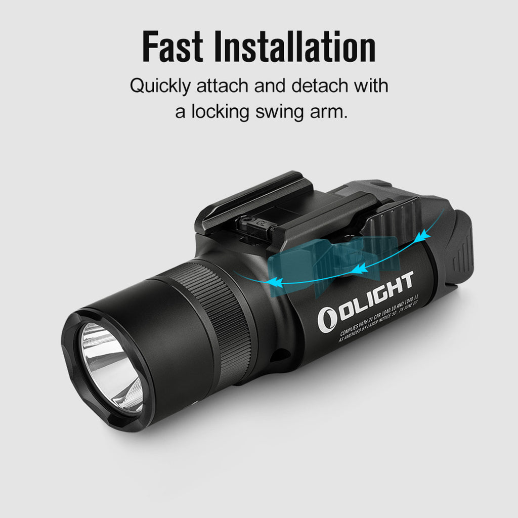 Olight Baldr Pro R locking swing arm for fast installation