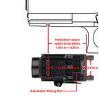 Olight Baldr S sliding rail installation dimensions