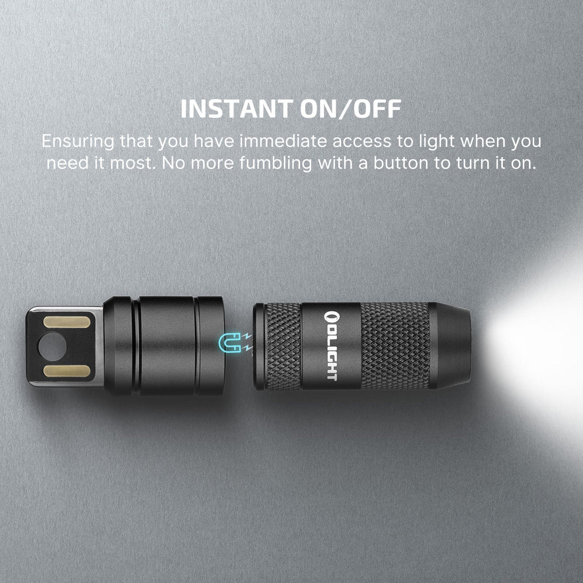 iMini 2 magnetic cap: pull the body off and the light comes on