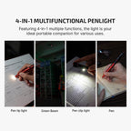 O'Pen 3 four functions: pen tip light, white light, red light and green laser