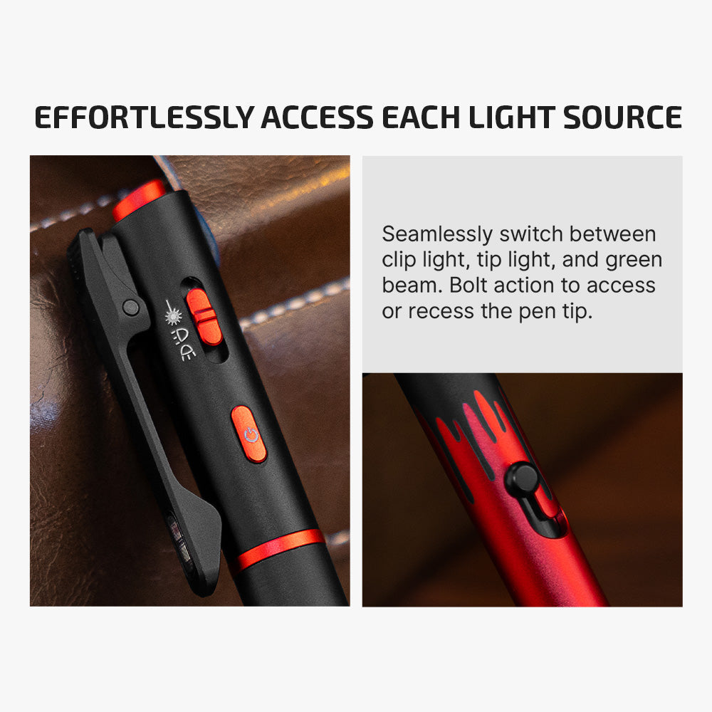 O'Pen 3 switches between its light sources from the clip