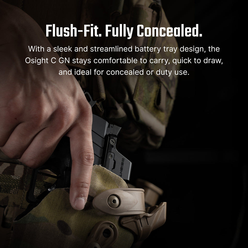 Olight Osight C on a pistol in a holster