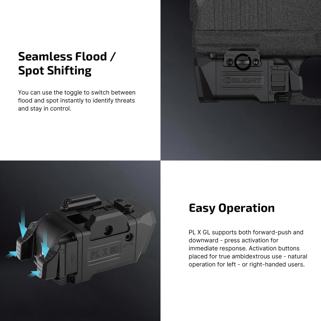 Olight PL X GL flood and spot toggle and ambidextrous switches