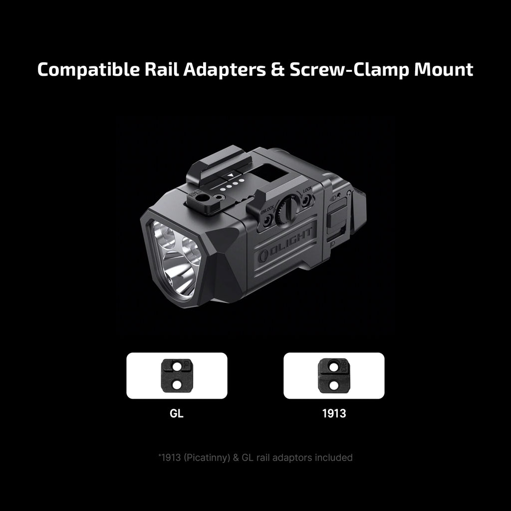 Olight PL X with GL and 1913 Picatinny rail adapters