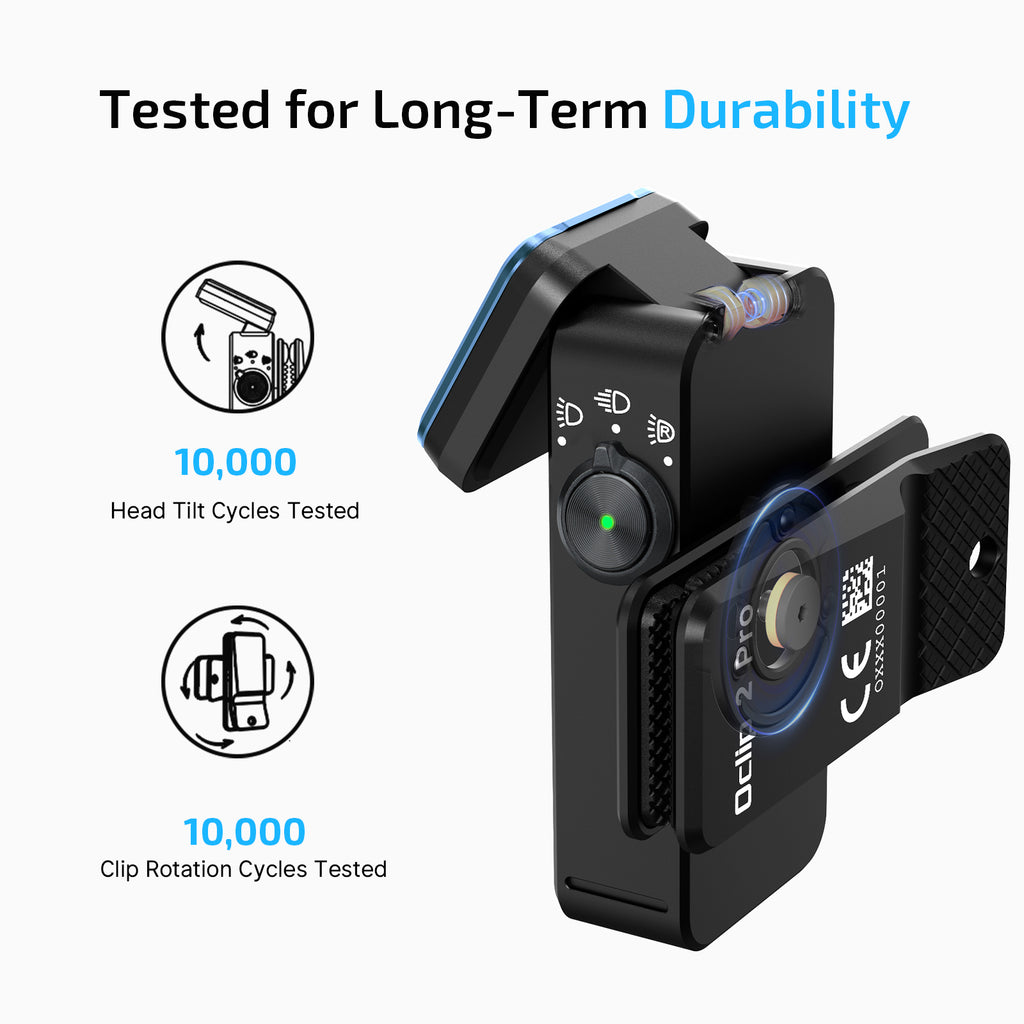 Oclip 2 Pro tested to 10,000 head tilt and clip rotation cycles
