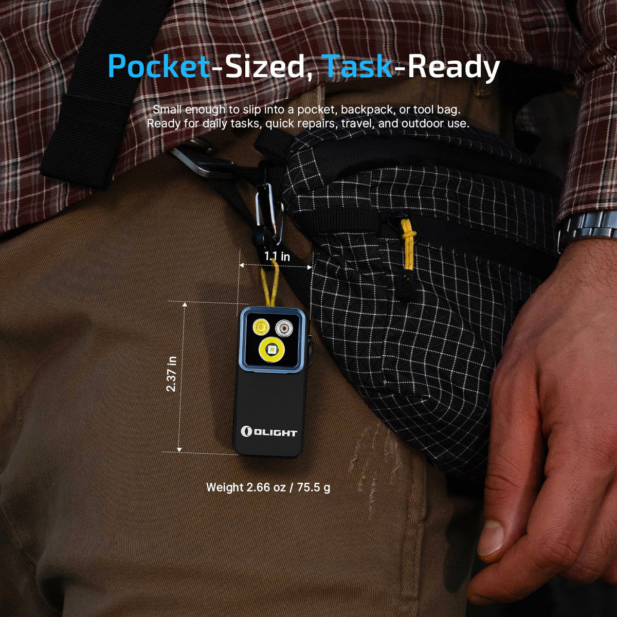 Oclip 2 Pro pocket-sized and clipped to a pocket