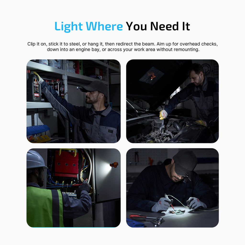 Oclip 2 Pro clipped on for hands-free light where you need it