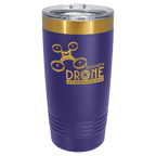 Purple 20 oz. ringneck tumbler with a bright gold ion-plated base and clear slider lid