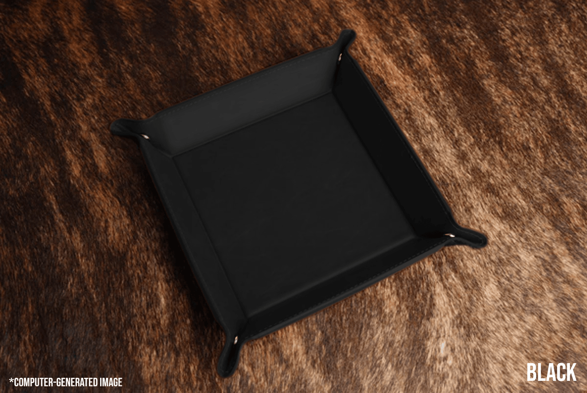 Black leatherette valet tray with snap corners