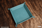 Topaz leatherette valet tray in a soft teal blue