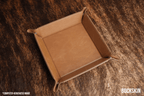 Buckskin leatherette valet tray in a light golden tan